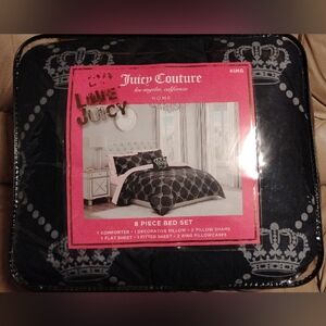 Juicy Couture Black,Pink, & Grey 8 Piece Crown King Comforter Set
